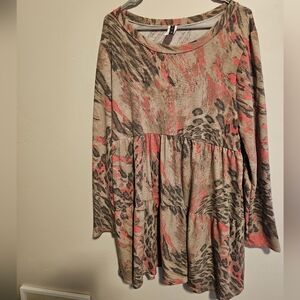 Animal Print Long Sleeve Dress